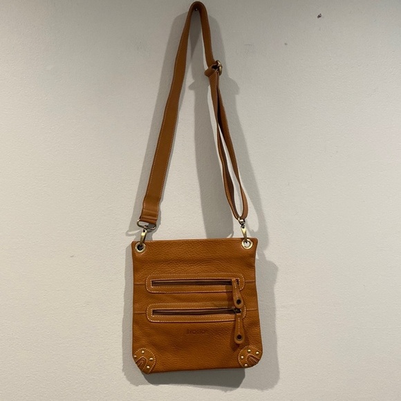 Avorio Italy Genuine Leather Made in Italy Light Brown Crossbody Purse - Picture 1 of 9